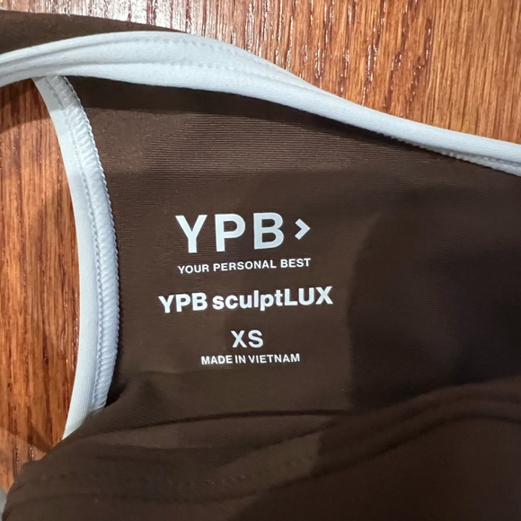 Brown Sports Bra with White Trim - Picture 3 of 4